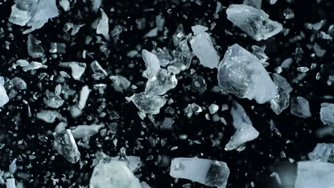 Super Slow Motion Shot of Real Ice Exploding Towards Camera on Black Background Stock Footage 326934657