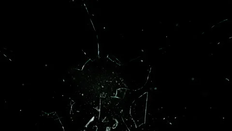 Super Slow Motion Shot of Real Bullet Glass Break Isolated on Black Background Stock Footage 327422589