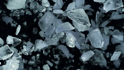 Super Slow Motion Shot of Real Ice Exploding Towards Camera on Black Background Stock Footage 327691024