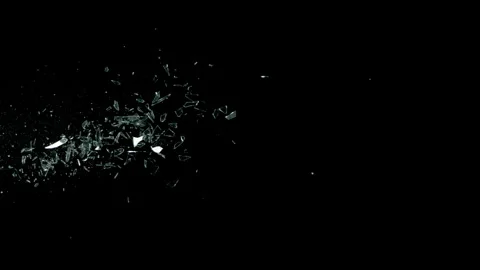 Super Slow Motion Shot of Real Side-Flying Glass Shards on Black at 1000 fps. Stock Footage 331403749