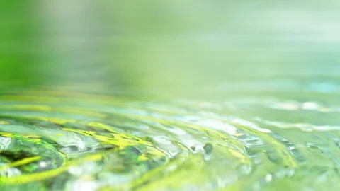 Super Slow Motion Shot of Rippling Water Surface with Fresh Green Background at Stock Footage 341833281