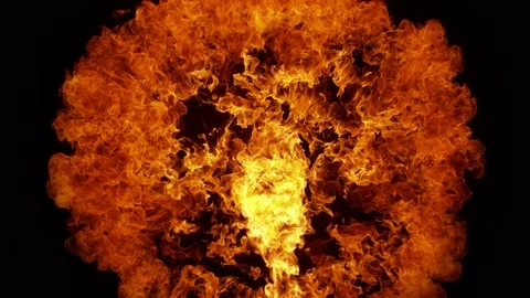 Super Slow Motion Shot of Round Fire Explosion Against the Black Wall at 1000fps Stock Footage 144470437