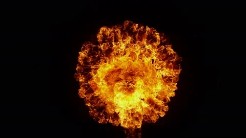 Super Slow Motion Shot of Round Fire Explosion Against the Black Wall at 1000fps Stock Footage 164336004