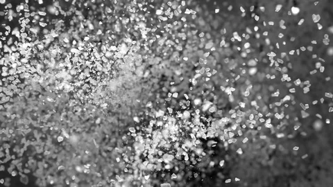 Super Slow Motion Shot of Salt Explosion on Black Background at 1000fps. Stock Footage 120296526