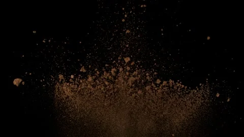 Super Slow Motion Shot of Soil Explosion Isolated on Black Background at 1000fps Stock Footage 255246711