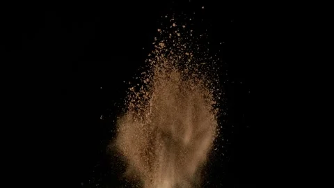 Super Slow Motion Shot of Soil Explosion Isolated on Black Background at 1000fps Stock Footage 255436773