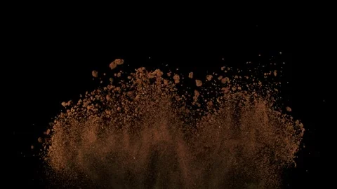 Super Slow Motion Shot of Soil Explosion Isolated on Black Background at 1000fps Stock Footage 263885745
