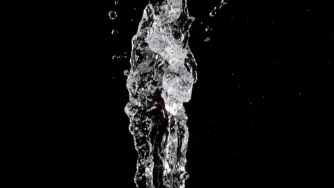 Super Slow Motion Shot of Vertical Splashing Water at 1000 fps.Black background Stock Footage 276082239