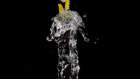 Super Slow Motion Shot of Vertical Splashing Water at 1000 fps.Black background Stock Footage 276082243