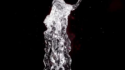 Super Slow Motion Shot of Vertical Splashing Water at 1000 fps.Black background Stock Footage 281563092