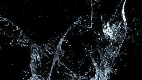 Super Slow Motion Shot of Water Splash at 1000fps Isolated on Black Background. Stock Footage