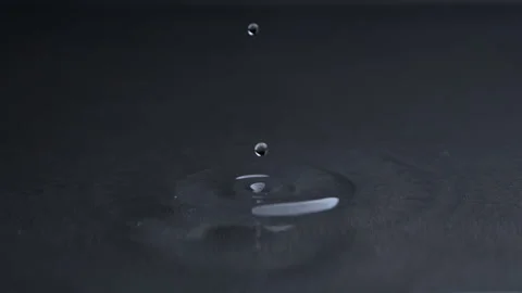 Super Slow Motion Shot of a Water Droplet in a Puddle Stock Footage 270409508