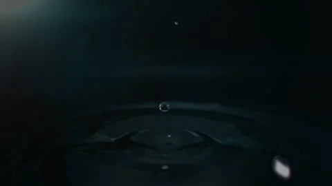 Super Slow Motion Shot of Water Drop Falling into Water Surface at 1000fps. Stock Footage 341834838