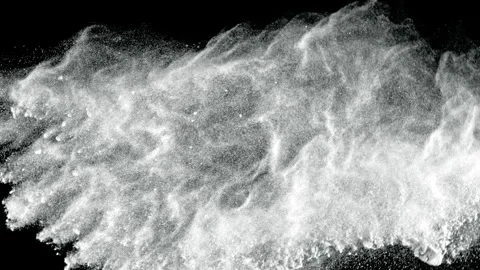 Super Slow Motion Shot of White Powder Explosion Isolated on Black Background at Stock Footage 341251415