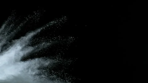 Super Slow Motion Shot of White Powder Blow Isolated on Black Background at Stock Footage 341834542