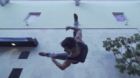 Super Slow Motion Side Flip - Up Angle Stock Footage 52672268