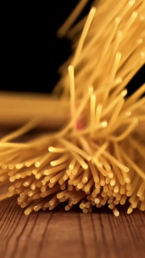 Super slow motion spaghetti pasta . Filmed on a high-speed camera at 1000 fps Stock Footage 335371141