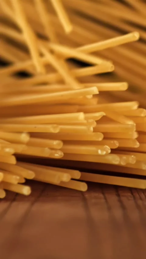 Super slow motion spaghetti pasta . Filmed on a high-speed camera at 1000 fps Stock Footage 335371388