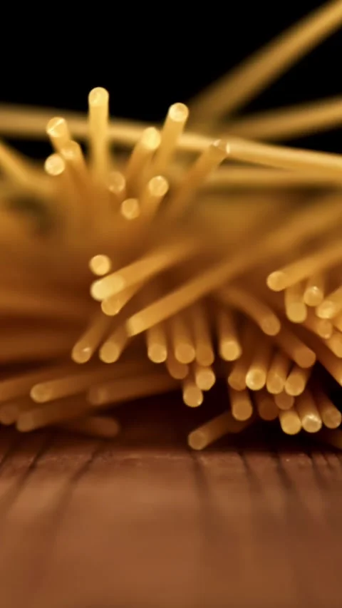 Super slow motion spaghetti pasta . Filmed on a high-speed camera at 1000 fps Stock Footage 335373666
