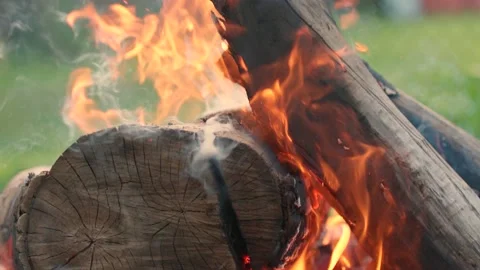 Super Slow Motion of Sparks In Epic Bonfire Close Up of Campfire Stock Footage 131115838