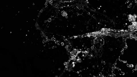 Super slow motion of splashing water isolated on black background. Vídeo Stock 145358735