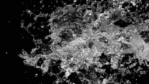Super slow motion of splashing water on black background. Stock Footage 223944591