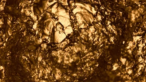 Super slow motion of splashing whiskey, cognac or oil surface. Stock Footage 168252322