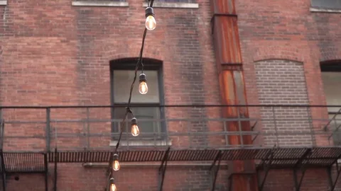 Super Slow Motion String Lights City Building Video stock 123654314