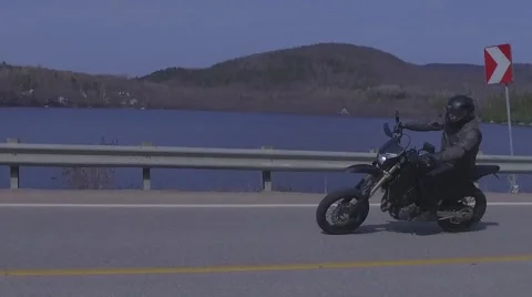 Super slow motion supermoto biker Stock Footage 63075205