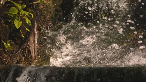 Super Slow Motion Tight Shot of a Waterfall Splashing Stock Footage 82877958