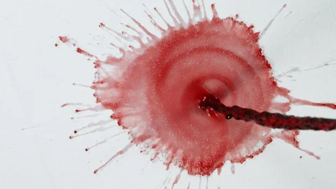 Super Slow Motion Top Shot of Splashing Red Wine on White Cloth at 1000fps. Stock Footage 125319995