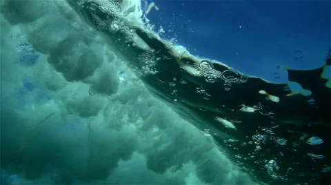 Super Slow Motion Underwater Ocean Wave Crashing Stock Footage