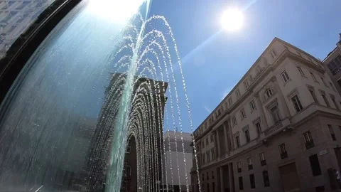 Super slow motion water moving in a fountain pool Video stock 136905046