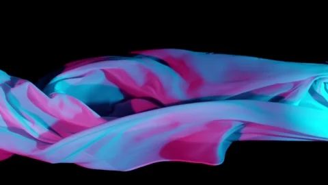 Super Slow Motion of Waving Colored Transparent Cloth. Stock Footage 252314173