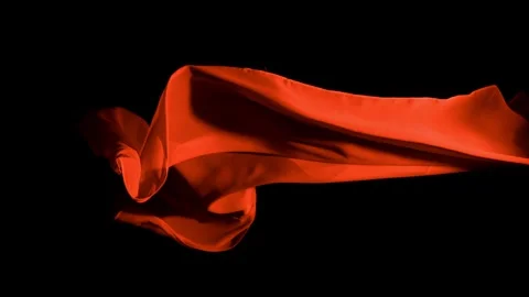Super Slow Motion of Waving Colored Transparent Cloth. Stock Footage 252315725