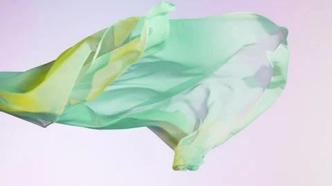 Super Slow Motion of Waving Colored Transparent Cloth. Stock Footage 252347710