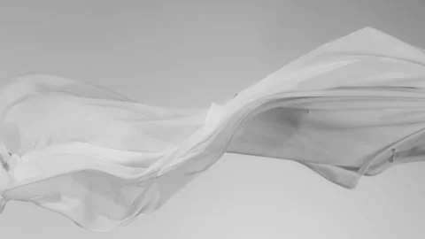 Super Slow Motion of Waving Transparent White Cloth. Stock Footage 252315029