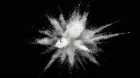 Super slow motion of white powder explosion isolated on black background. Stock Footage 232473074