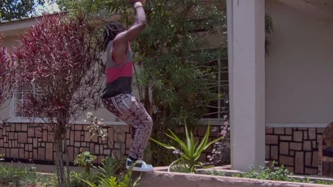 Super slow motion young man doing a backflip Stock Footage 117723683