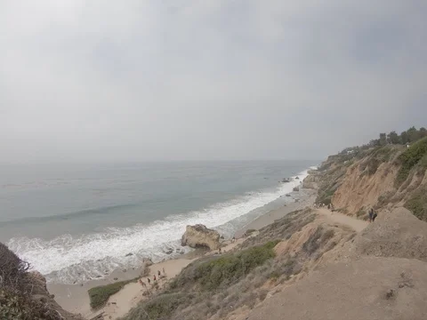 Super Slow Right Pan Looking Down Hike to the Beach 4k 4:3 Stock Footage 92931681
