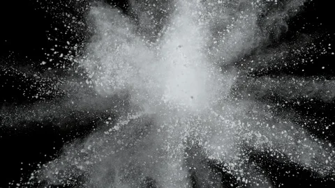 Super slowmotion shot of white powder explosion isolated on black background Stock Footage