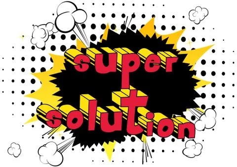 Super Solution - Comic book style word on abstract background. Illustrazione stock