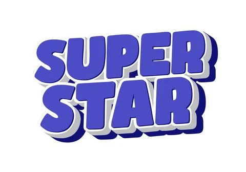 Super star. Bold blue text effect with white outlines and layered shadows Stock Illustration