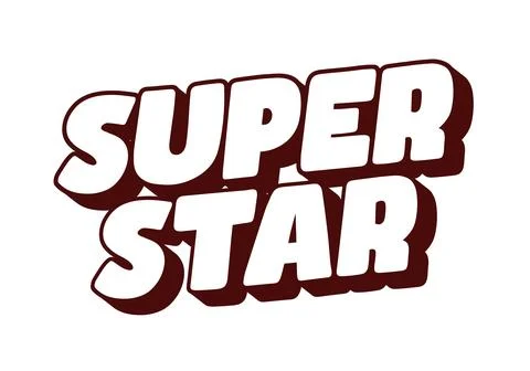 Super star. Bold white text effect with deep maroon shadows Stock Illustration