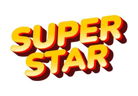 Super star. Bright yellow text effect with bold red shadows Stock Illustration