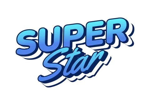 Super star. Gradient blue text with bold and script mix style Stock Illustration