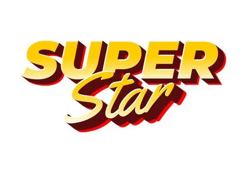 Super star. Gradient yellow 3D text effect with elegant script style and re.. 스톡 일러스트