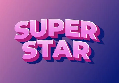 Super star. Pink 3D text with modern bold style on gradient purple background Stock Illustration