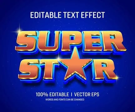 Super star vector 3d text effect with modern style design Illustrazione stock