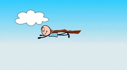 "Super Stick Man", with Blue Sky Background Stock Footage 63989849